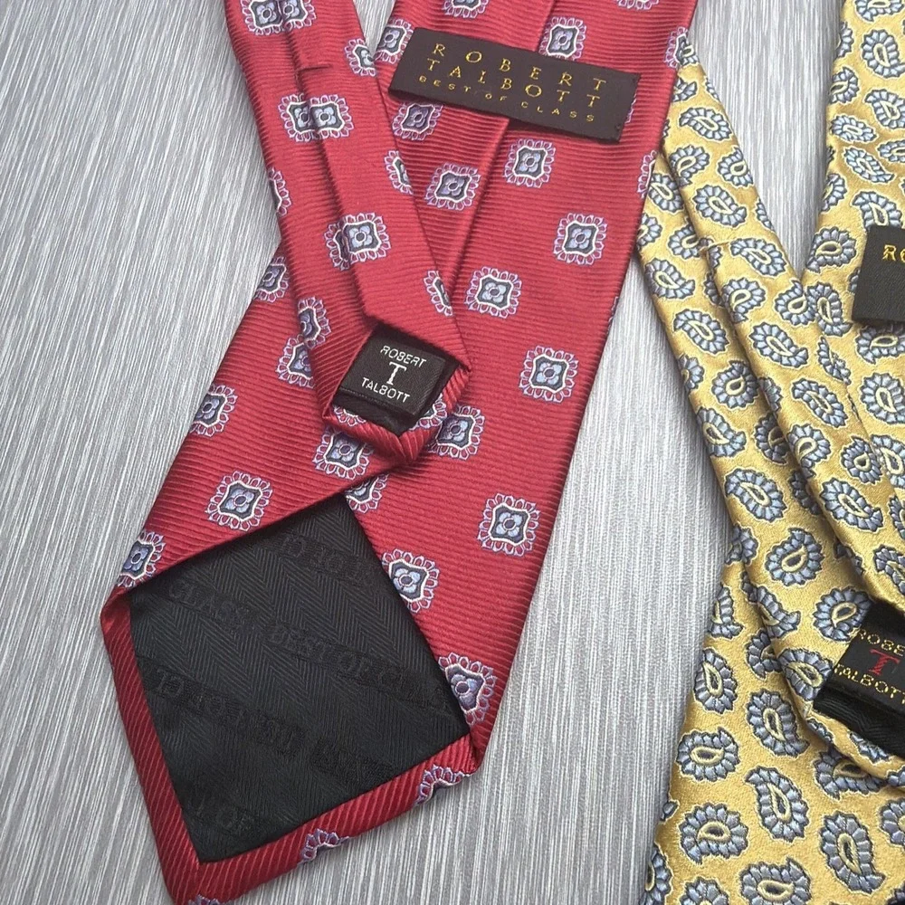 Robert Talbott Silk Necktie Lot of 3 Made in USA Paisley Stripe Geometric
